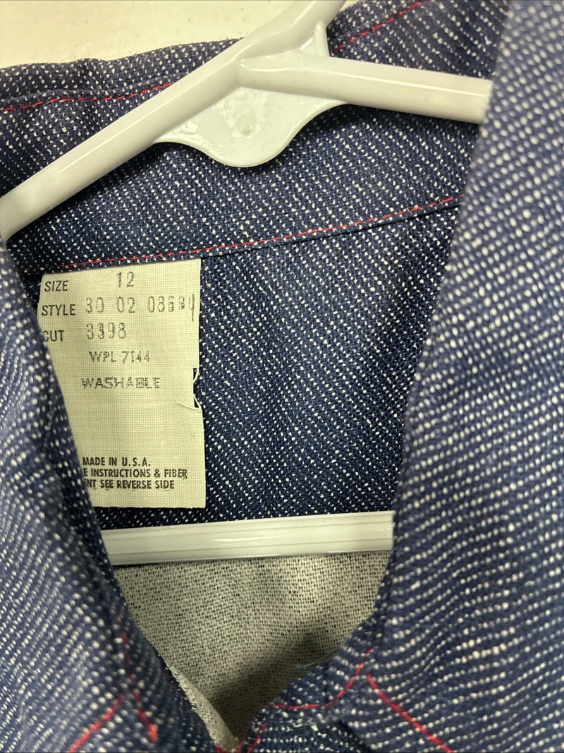 New Boys Panhandle Slim Blue Jean Long Sleeve Pearl Snap Size 12 DD-114