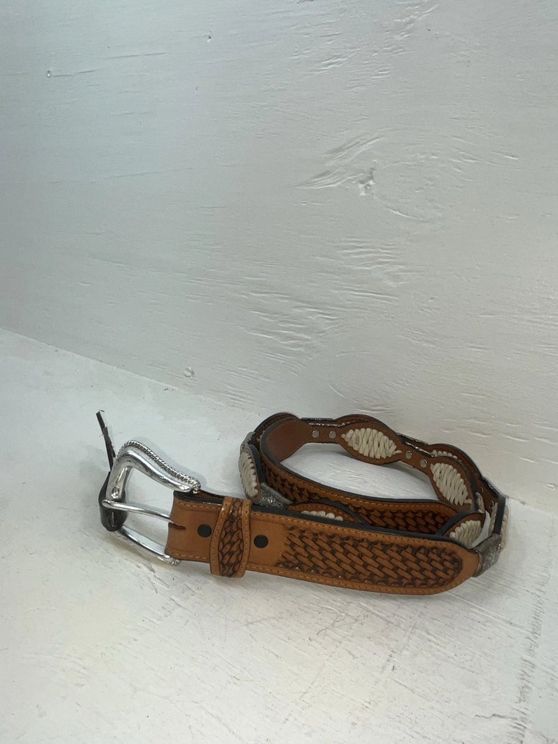 New Brown Genuine Leather Nocona Weaved And Pendent 46” Belt #2216448 NN-142