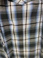 New Women’s Cumberland Blue Black Plaid Long Sleeve Pearl Snap XL GG-64