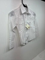 New Boys ELY Cattleman White Long Sleeve Pearl Snap Size 8 MM-15