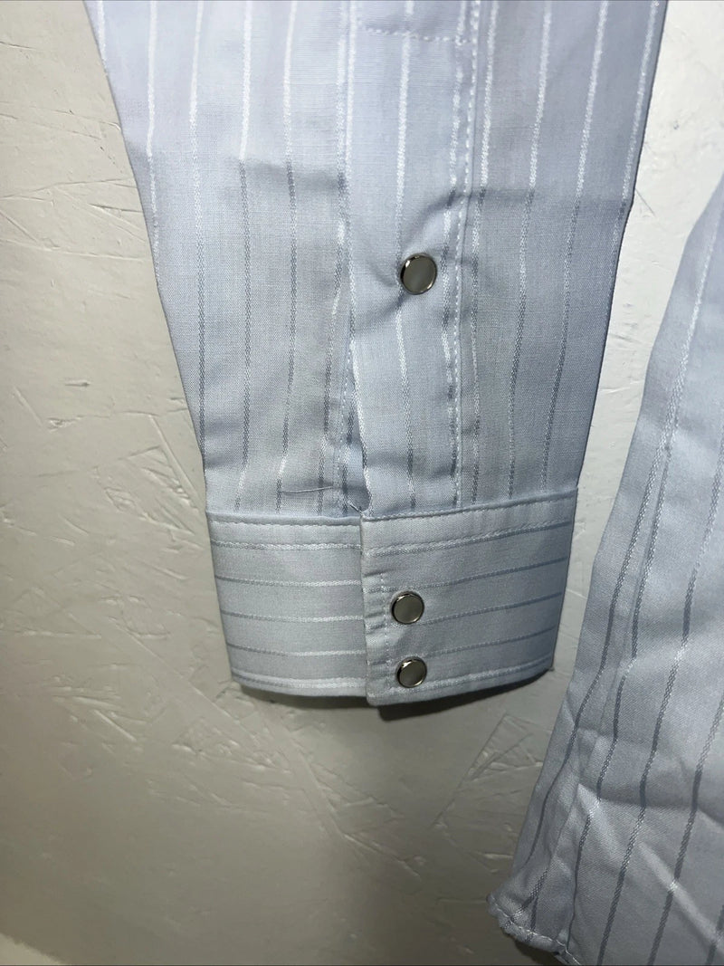 New Men’s Blue HbarC Ranchwear Pearl Snap Long Sleeve Shirt 15x33 M I-32
