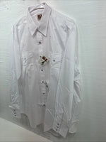 New Men’s ELY Cattleman White Long Sleeve Pearl Snap 16.5 X 36 Large X-105