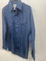 New Men’s Dickson Genkins Blue Long Sleeve Preal Snap 15 X 35 Medium B-125