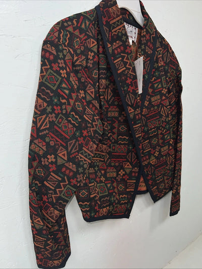 New Women’s Red Aztec Crazy Cowgirl Cover Jacket Large #ccJ-74 UU-21