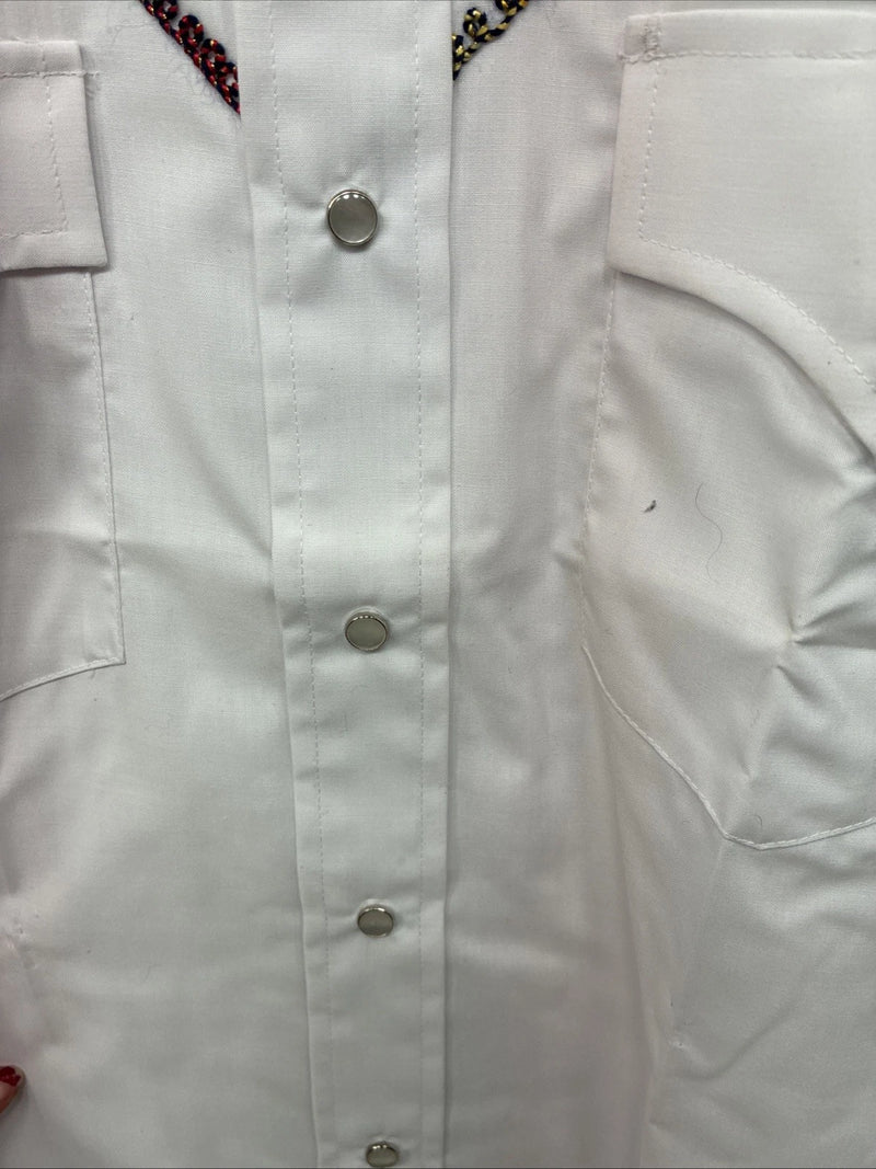 New Women’s Champion Western White Deisgn Long Sleeve Pearl Snap 15.5 MM-26