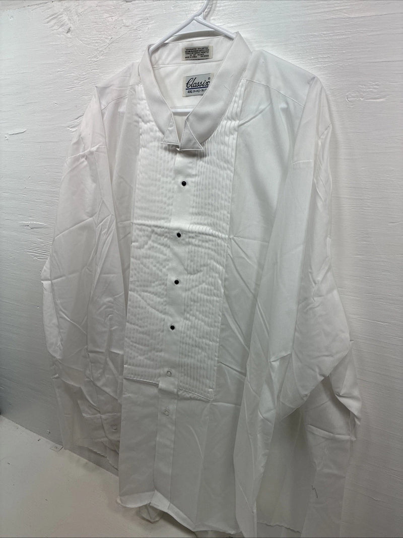 New Classix White Long Sleeve Button Up English Shirt 20-20.5 4XL X-101