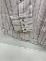 New Women’s H Bar C Pink Stripe Long Sleeve Pearl Snap Size 35 MM-25
