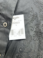 New Women’s Black Floral Wrangler Long Sleeve Button Up Shirt. Large S-36