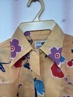 New Women’s Dickson Jenkins Orange Floral Long Sleeve Pearl Snap Size 36 II-79