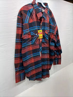 New Men’s Wrangler Red Blue Navy Flannel Long Sleeve Pearl Snap 20 X 36 XL H-60