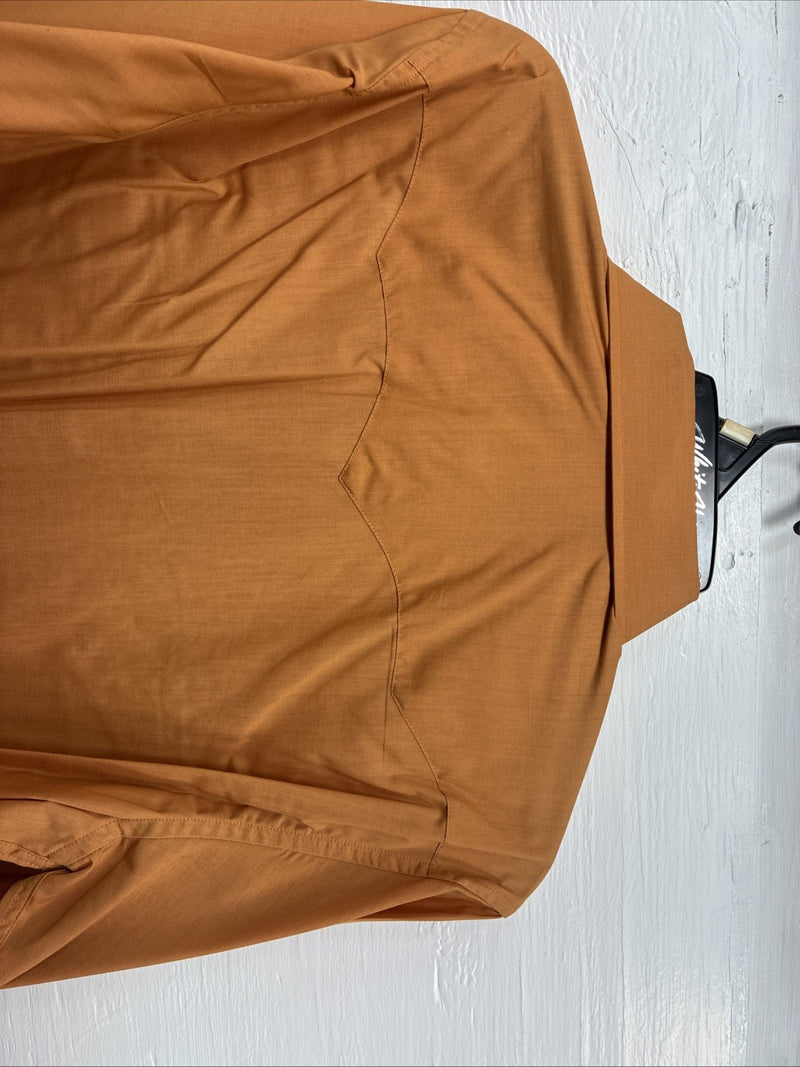 New Men’s White Horse Orange Simple Western Long Sleeve Pearl Snap Medium J-84
