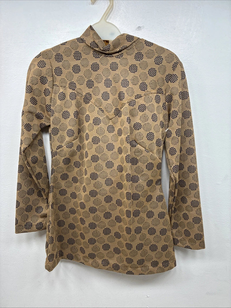 New Women’s Panhandle Slim Gold Blue Long Sleeve Zip Up Shirt Size 10 TT-80