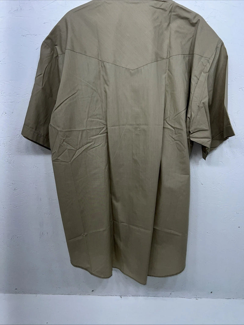 New Men’s Brown ELY Cattleman Short Sleeve Pearl Snap Shirt. 18.5 2XL S-21