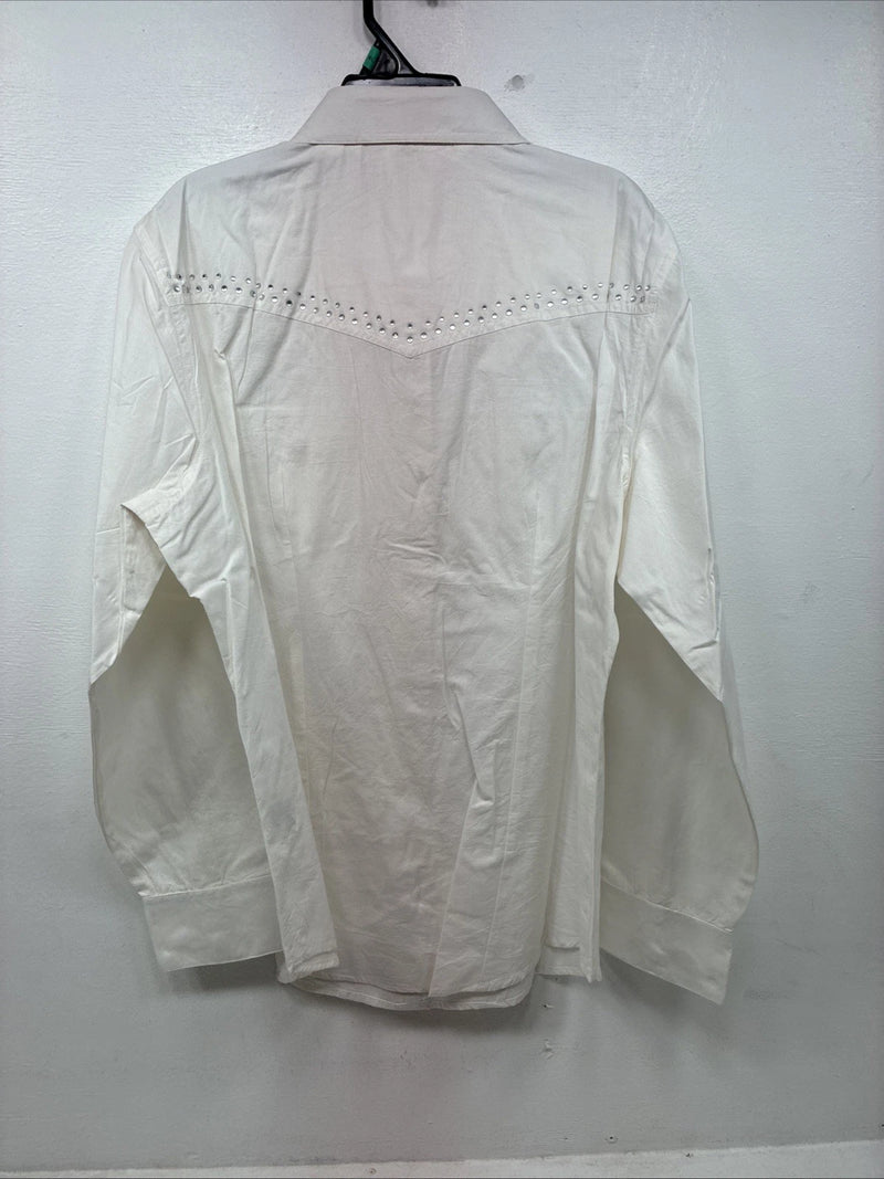 New Women’s Cumberland White Gem Long Sleeve Pearl Snap Size XL KK-84