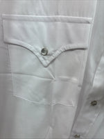 New Men’s ELY Cattleman White Simple Short Sleeve Pearl Snap 18.5 2XL F-83