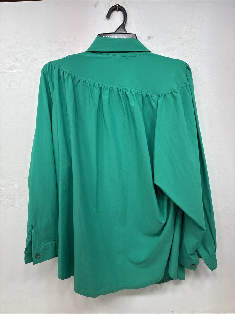 New Women’s H Bar C Green Long Sleeve Button Up Size 38 MM-88