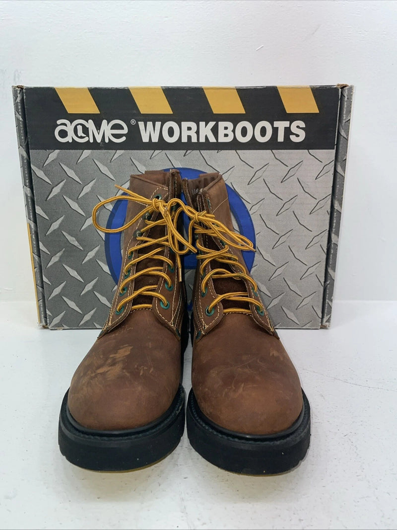 New Women’s Brown Lace Up Acme Cowboy Boots. 8070 8 M. 16-41