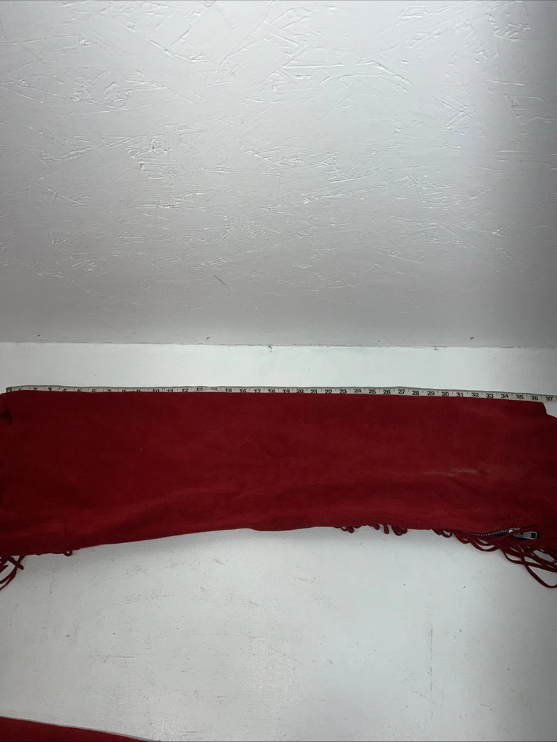NOS Red Whitman Show Chaps With Fringe XL Adjustable Waist 40” I-66