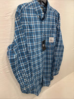 New Men ELY Cattleman Blue Paid Long Sleeve Button Up Medium J-88