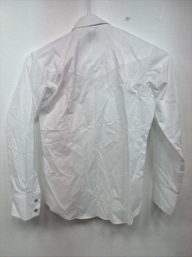 New Boys ELY Cattleman White Long Sleeve Pearl Snap Size 12 DD-110 