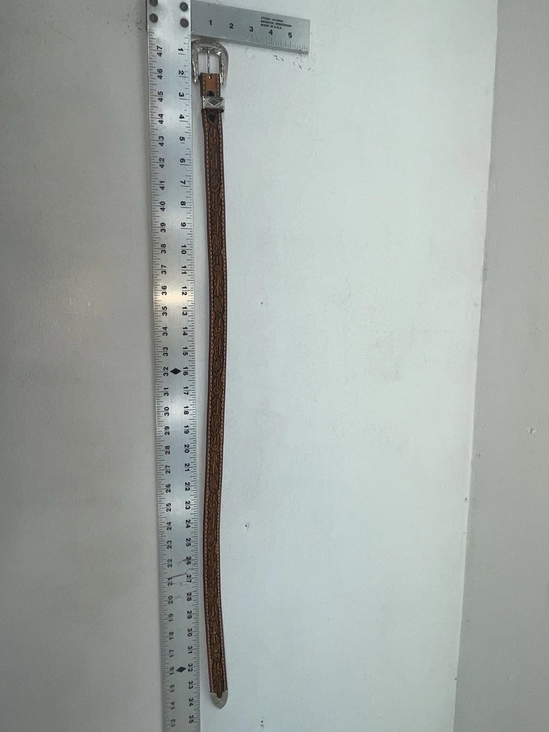 New Brown Genuine Leather Tooled 28” Belt #102 Z-97