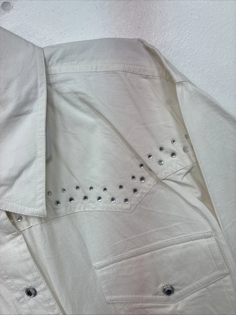 New Women’s Cumberland White Gem Long Sleeve Pearl Snap 2XL GG-43
