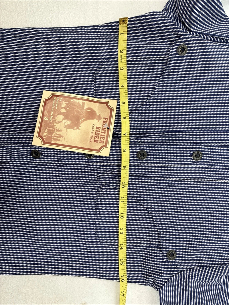 New Kids Denver Blue Stripe Long Sleeve Button Up Size 8 DD-135