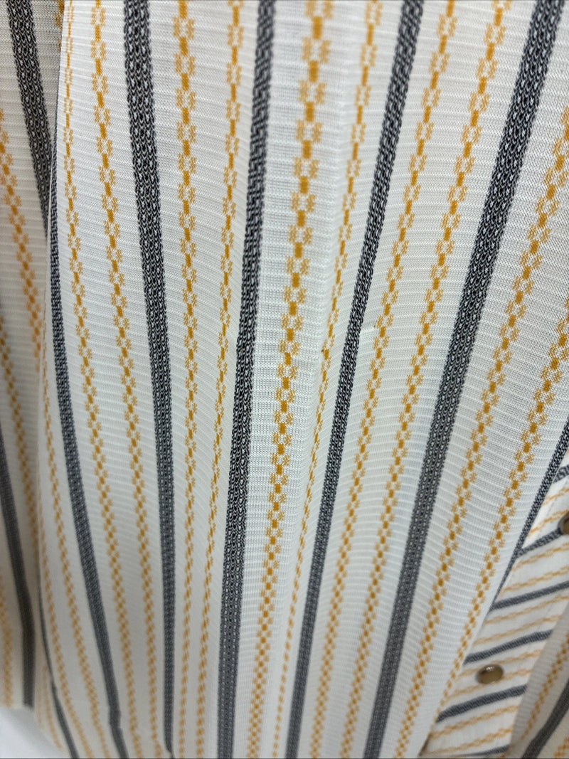New Men’s H Bar C Yellow Black Stripe Long Sleeve Pearl Snap 17 XL O-29