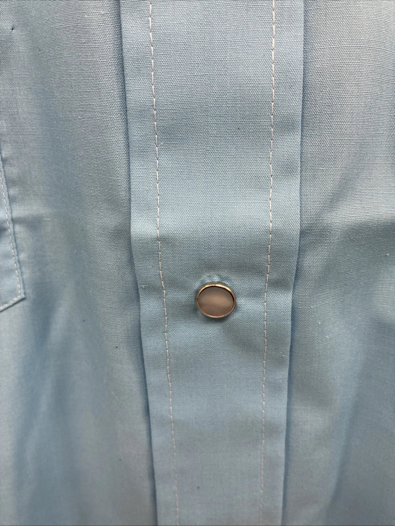 New Men’s Champion Western Blue Embroidered Long Sleeve Pearl Snap 16 Large Q-90