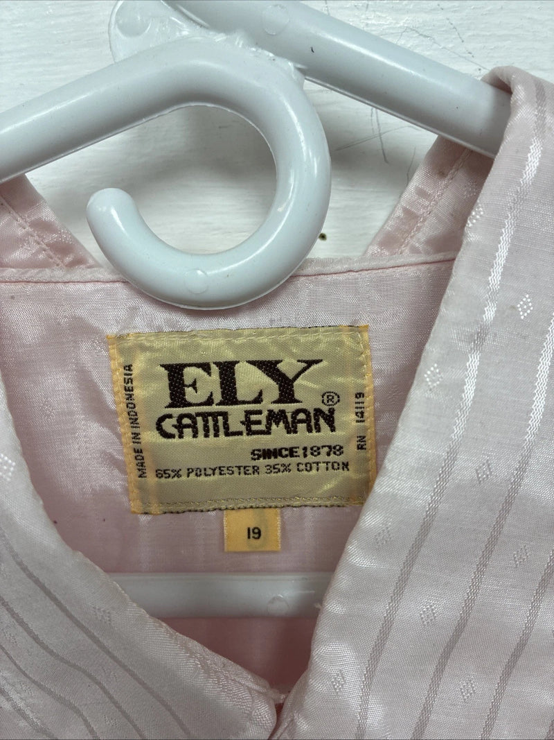 New Men’s ELY Cattleman Pink Stripe Short Sleeve Pearl Snap 3XL H-39