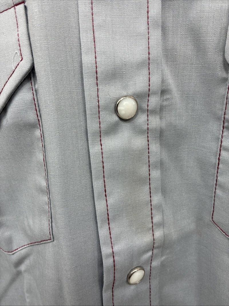 New Men’s Dee-Cee Gray Red Long Sleeve Pearl Snap 16 X 33 Large AA-82
