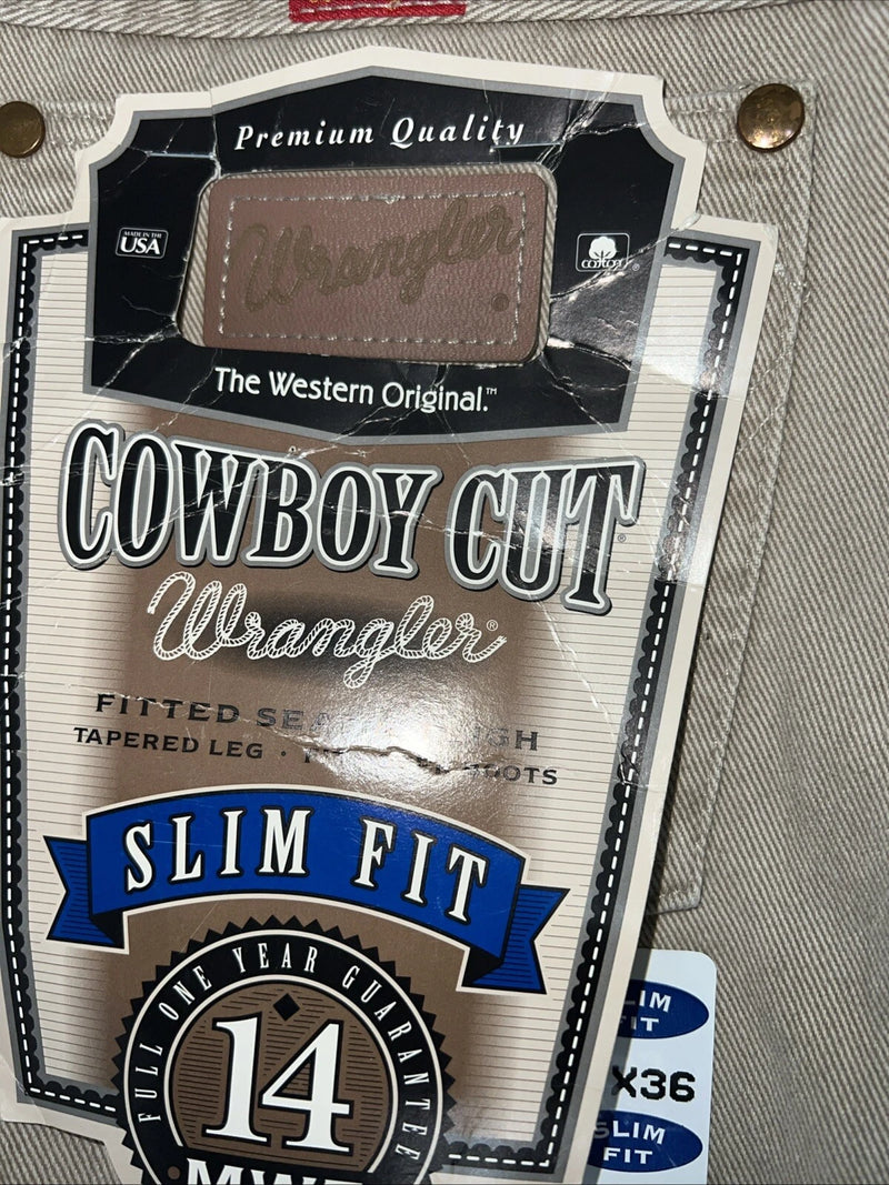 Nw Men’s Tan Cowboy Cut Slim Fit Wrangler Jeans. 11x36 G-3
