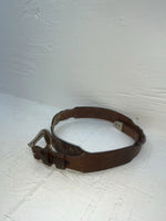New Brown Genuine Leather Tooled And Silver Pendent 28” Belt #5721 JJ-151