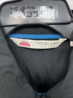 New Women’s Cumberland Black Blue Design Long Sleeve Pearl Snap Large GG-87
