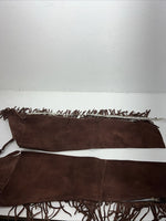 NOS Brown Show Western Chaps With Fringe Adjustable 44” Waist  I-61