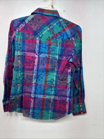 New Women’s H Bar C Multicolor Long Sleeve Pearl Snap Size 36 II-56