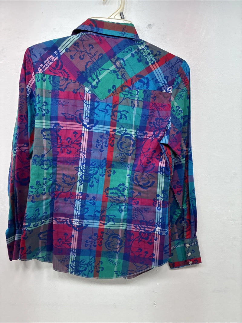 New Women’s H Bar C Multicolor Long Sleeve Pearl Snap Size 36 II-56