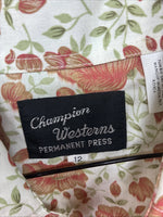 New Women’s Champion Western Floral Long Sleeve Pearl Snap Size 12 LL-5