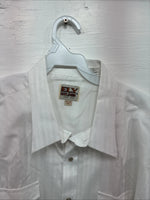 New Men’s ELY Cattleman White Stripe Long Sleeve Pearl Snap 18.5 X 35 2XL F-64