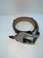 New Black Genuine Leather Blazin Roxx Silver Bling Cross S Belt #N3510401 Z-70