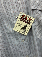 New Men’s ELY Cattleman Gray Stripped Long Sleeve Pearl Snap 18 2XL AA-69