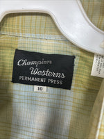 New Women’s Champion Western Green Plaid Long Sleeve Pearl Snap Size 10 KK-89