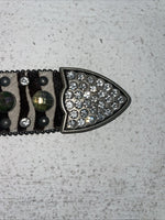 New Black And White Genuine Leather Nocona Rainbow Bling M Belt #1330999 Z-10