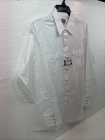 New Men’s ELY Cattleman White Long Sleeve Pearl Snap 16.5 X 34 Large AA-39