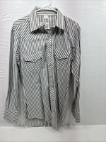 New Men’s Champion Western White Gray Stripe Long Sleeve Pearl Medium E-75