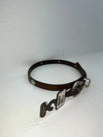 New Brown Genuine Leather Nocona Silver Pendent 28” Belt #3216244 JJ-120