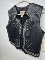 New Women’s 1848 RanchWear Black Rhinestone Sleeveless Vest Zip Up Large YY-37