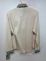 New Women’s Roughrider Tan Designed Long Sleeve Button Up Medium YY-92