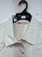 New Women’s Cumberland White Gem Long Sleeve Pearl Snap Size XL KK-84