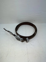 New Brown Genuine Leather Nocona Silver Pendent 28” Belt #3216244 JJ-25